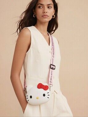 Hello Kitty White Silicone Crossbody Bag 8" Adjustable Strap Sanrio Y2K Kawaii